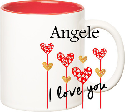 

Huppme I Love You Angele Inner Red (350 ml) Ceramic Mug(350 ml), Red;white