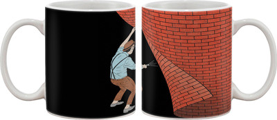 

Artifa Man Looking Behind Wall Porcelain, Ceramic Mug(350 ml), Multicolor