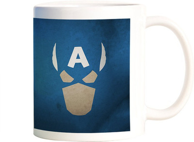 

Rangeele Inkers Captain America Minimals art work Ceramic Mug(300 ml), Multicolor