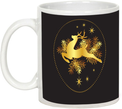 

AllUPrints Shining Christmas Star Ceramic Mug(325 ml), White