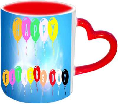 

Raj Laxmi Colorful Design happy fathers Day Red Heart Handle Ceramic Mug(350 ml)