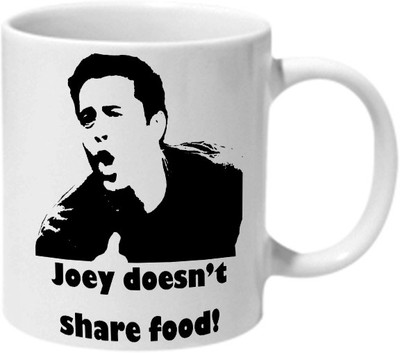 

Mooch Wale Friends , Joey Dosent Share Food Black And White Ceramic Mug(325 ml), Multicolor