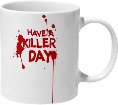 

Mooch Wale Dexter Have A Killer Day Blood Splash Ceramic Mug(325 ml), Multicolor