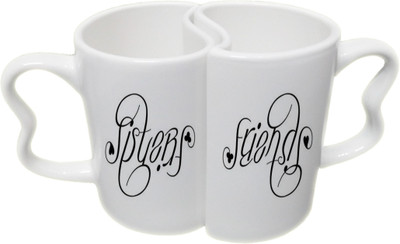 

Ucard Valentines Day Sisters Friends Couple Bone China, Ceramic, Porcelain Mug(325 ml), Multicolor