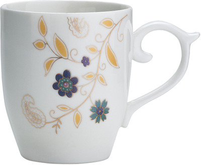 

Goldleaff Floral Printed Mug Porcelain(White, Green, Gold, Pack of 6)