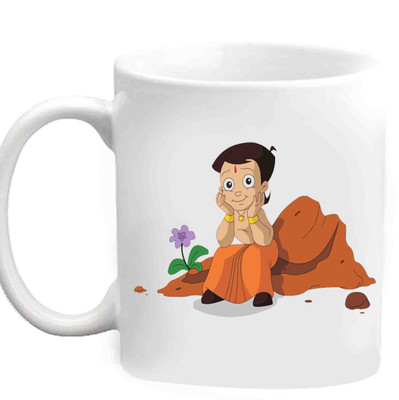 Raj Laxmi Serious Chota Bheem White Ceramic Mug(350 ml)