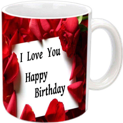 

Raj Laxmi roses roses b'day white Ceramic Mug(350 ml)
