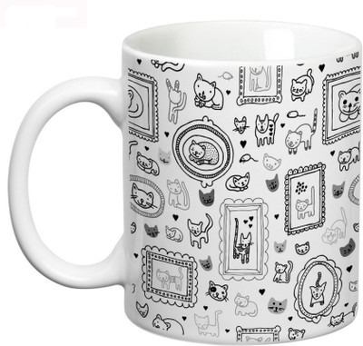 Prithish Cats Design 3 Ceramic Mug(330 ml), Multicolor