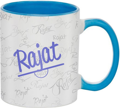 SKY TRENDS Rajat Birthday Gift Coffee 350 ML Ceramic Mug(350 ml), Multicolor