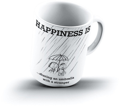 

Ucard Happiness Is1398 Bone China, Ceramic, Porcelain Mug(325 ml), Multicolor