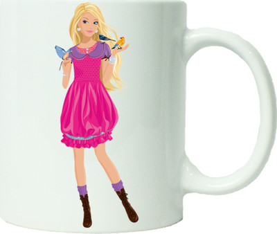 

Maison N Mode Barbie Coffee Ceramic Mug(330 ml), Multicolor