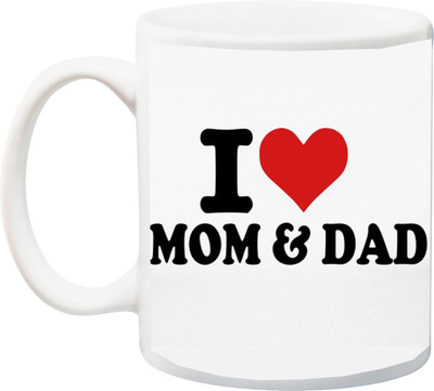 

ME&YOU Gift for Parents/Mummy/Daddy Anniversary/Birthday;I Love You Mom And Dad With Little Heart Printed Ceramic Mug(325 ml), Multicolor