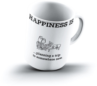 

Ucard Happiness Is1285 Bone China, Ceramic, Porcelain Mug(325 ml), Multicolor