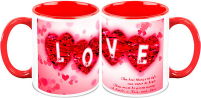 

Homesogood Love On Valentine's Day (Set Of 2) Ceramic Mug(325 ml, Pack of 2)