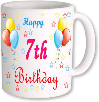 

PhotogiftsIndia 7th Happy Birthday Coffee Ceramic Mug(350 ml), Multicolor