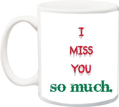 

ME&YOU Gift for Husband/Wife/Girlfriend/Boyfriend/Lover;"Beautiful I Miss you So Much teddy bear Red Rose HD printed Ceramic Mug(325 ml), Multicolor