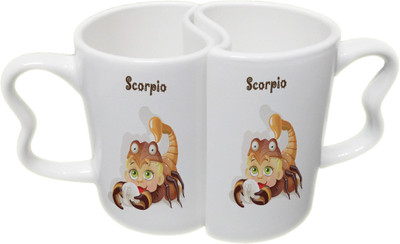 

Ucard Scorpio and Scorpio Zodiac Sign Couple Bone China, Ceramic, Porcelain Mug(325 ml), Multicolor