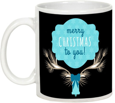 

AllUPrints Prosperous Merry Christmas Ceramic Mug(325 ml), White
