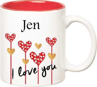 

Huppme I Love You Jen Inner Red (350 ml) Ceramic Mug(350 ml), Red;white