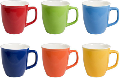 

La Platina Lp-B-CO-CoffeeMugSet Bone China, Porcelain Mug(140 ml, Pack of 6), Multicolor
