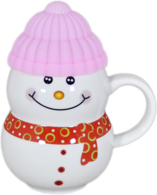 

Babysid Collections Snow Man Cup with Silicone Lid Porcelain Mug(280 ml), Multicolor