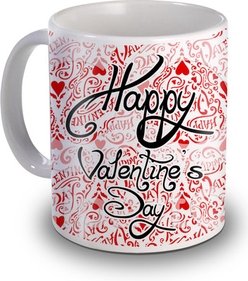 

SKY TRENDS Happy Valentine's Day Black Gifts For Valentine's Ceramic Mug(350 ml), White