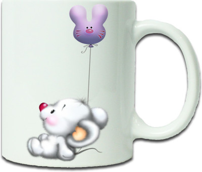 

Maison N Mode Ballon With Mouse Coffee Ceramic Mug(330 ml), Multicolor