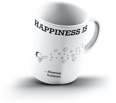 

Ucard Happiness Is2170 Bone China, Ceramic, Porcelain Mug(325 ml), Multicolor