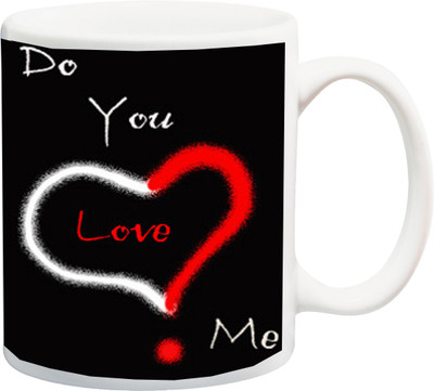 

ME&YOU Gift for Husband/Wife/Girlfriend/Boyfriend/Lover;"Special Beautiful Do You Love Me Black And Red 3D printed Ceramic Mug(325 ml), Multicolor