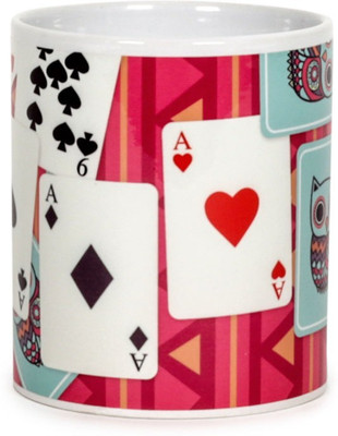 

Chumbak Gambling Owls Pink Ceramic Mug(300 ml), Multicolor