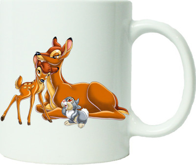 

Maison N Mode Bambi With Family Coffee Ceramic Mug(330 ml), Multicolor