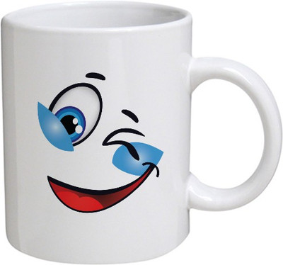 

My Bestow Blue Eyes 1 - MyBestow White Plain Coffee Ceramic Ceramic Mug(320 ml), Multicolor