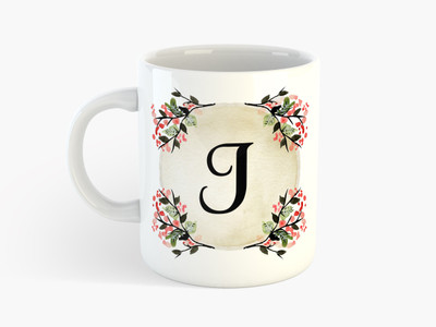 

Deeher Gifts 'J' Name Initials - Ceramic Mug(350 ml), Multicolor