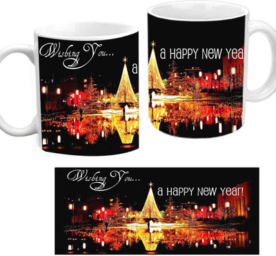 

Raj Laxmi Happy New Year White Ceramic Mug(350 ml)