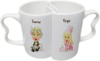 

Ucard Taurus and Virgo Zodiac Sign Couple Bone China, Ceramic, Porcelain Mug(325 ml), Multicolor