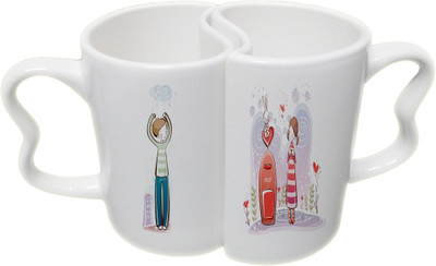 

Ucard Love Post CoupleMug Set Bone China, Ceramic, Porcelain Mug(325 ml, Pack of 2)