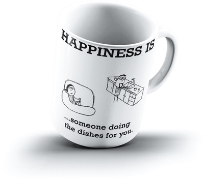 

Ucard Happiness Is1304 Bone China, Ceramic, Porcelain Mug(325 ml), Multicolor
