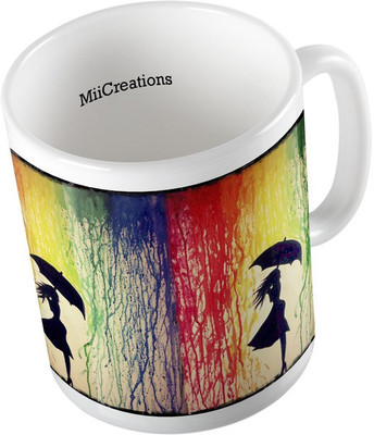MiiCreations Printed Colourful Painting Ceramic Mug(325 ml), Multicolor