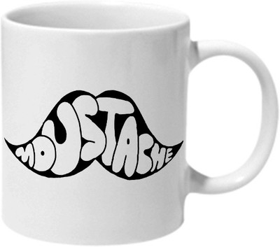 Mooch Wale Moustache Ceramic Mug(325 ml), Multicolor