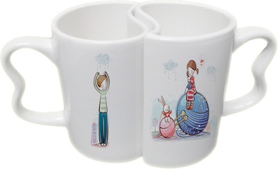 

Ucard Valentines Day Knit for Love Couple Bone China, Ceramic, Porcelain Mug(325 ml), Multicolor