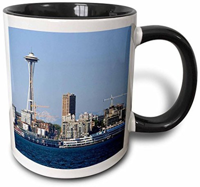 

3dRose Cityscape, Space Needle At Seattle, Washington Us48 Dfr0052 David R. Frazier Two Tone Black, 11 oz, Black/White Ceramic Mug(60 ml), Multicolor