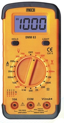 

Meco Dmm63 Digital Multimeter(Yellow 2000 Counts)