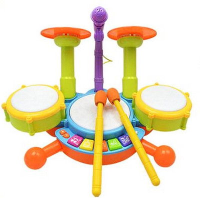 

Sterling Kids Electric Light Music With A Microphone Fancy Drum Set Education Toys Roll Drum Musical Instruments(Multicolor)