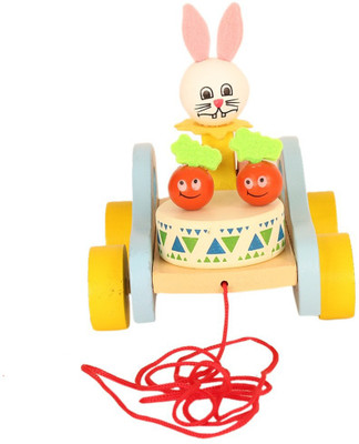 

TLF Walk-A-Along wooden rabbit puller, sound toy(Multicolor)