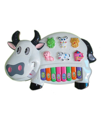 

Speoma Educational Musical Cow Piano Keyboard Toy Game for Kids Children (Multicolor)(White)