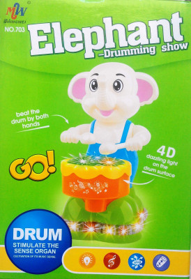 

MEF Elephant Drum Show Musical Toy with 4D Dazzling Lights and 360 Degree Roaming(Multicolor)