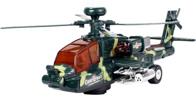 Planet of Toys Bump & Go Military Toy Helicopter Music Lights(Multicolor)
