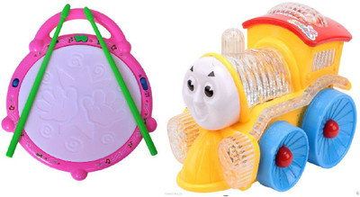 

New Pinch combo of flash drum & musical mini train(Multicolor)
