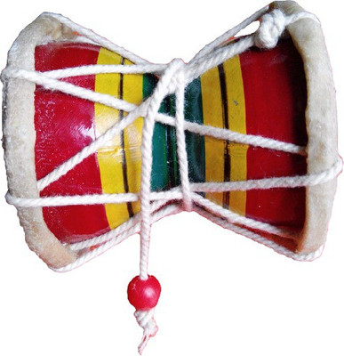 

Divine Temples Small Multicolor Wooden Dumroo(Multicolor)