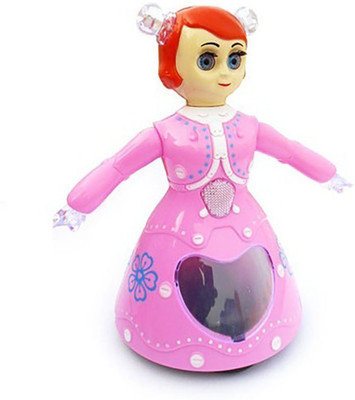 

kts Battery Operated Cute Dancing Princess Doll With 3d Lights And Music (Multicolor)(Pink)